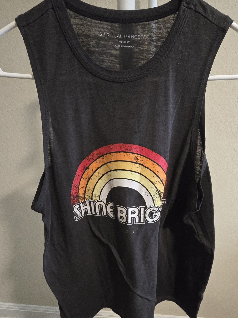 Spiritual Gangster "Shine Bright" Retro Black Graphic Muscle Tank